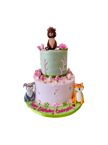 Forest Theme Tiered Cream Cake - Rashmi's Bakery