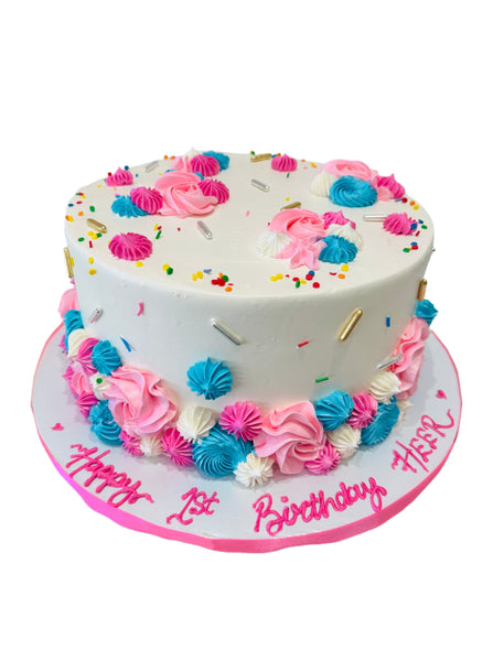 HEER PINK & BLUE CAKE - Rashmi's Bakery