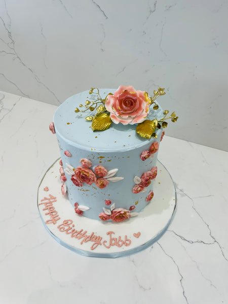 JASS BLUE FLORAL CAKE - Rashmi's Bakery