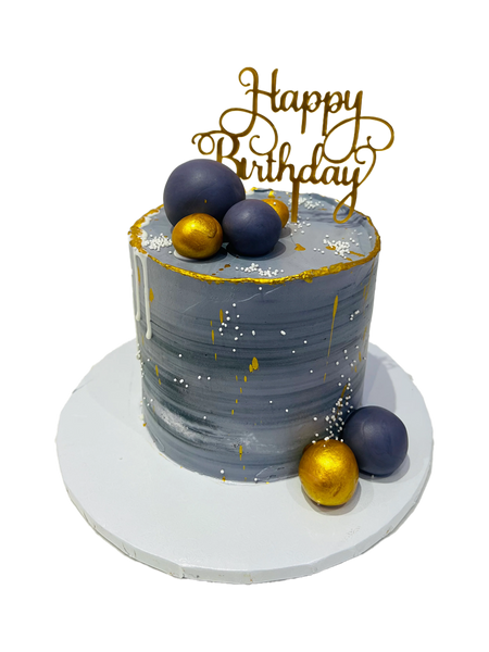 Grey Gold Birthday Cake - Rashmi's Bakery