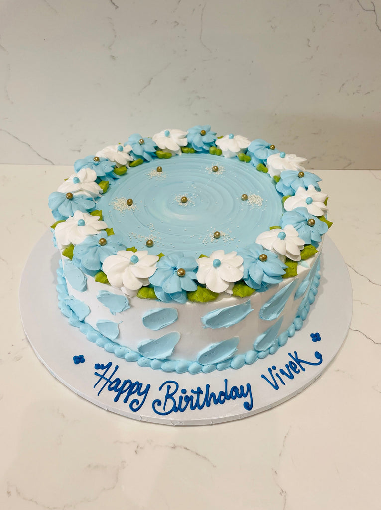 BABY BLUE BLOSSOMS CAKE - Rashmi's Bakery