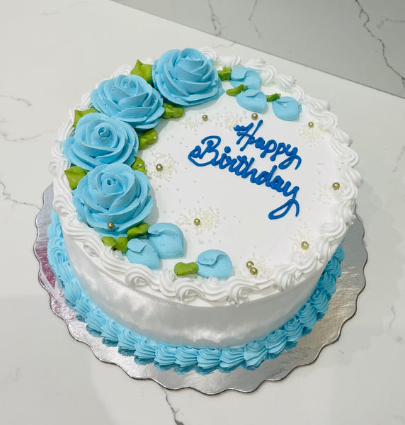 Basic Blue Flower Cake - Rashmi's Bakery