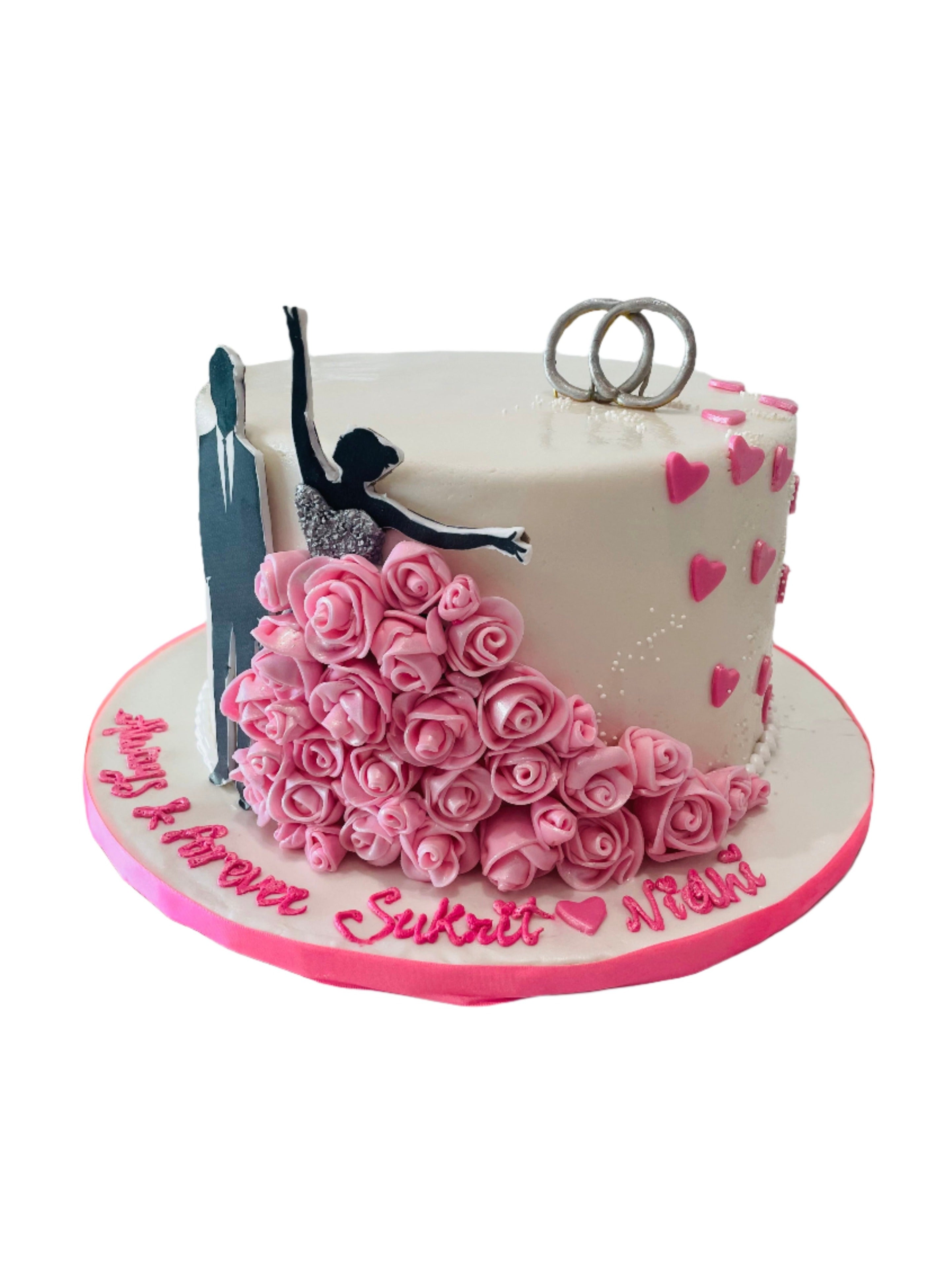 Floral Engagement Cake With 2 Layers